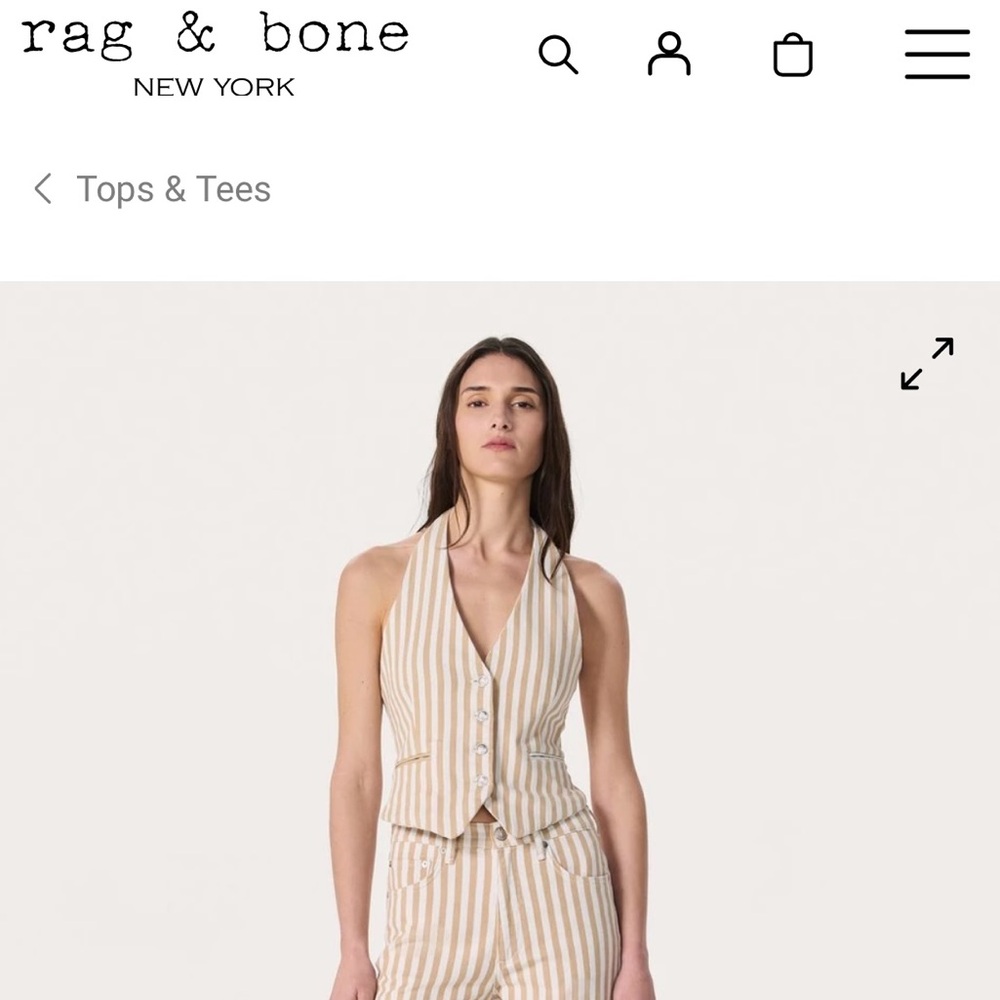 Rag & Bone Beige and White Striped Halter Top NWT